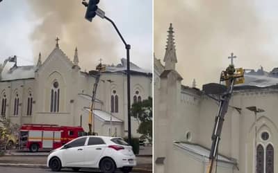 Incêndio atinge Igreja Matriz de Flores da Cunha e causa preocupação com a reconstrução (25/05)